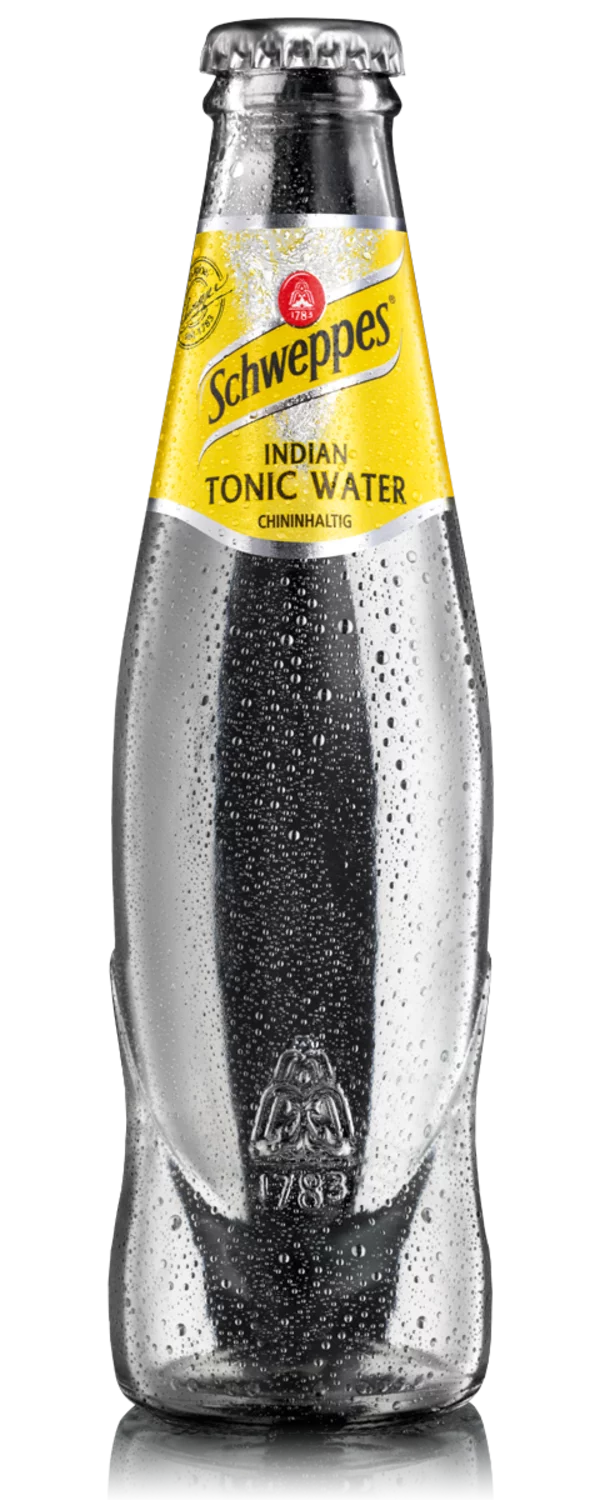 A bottle of Schweppes Indian Tonic