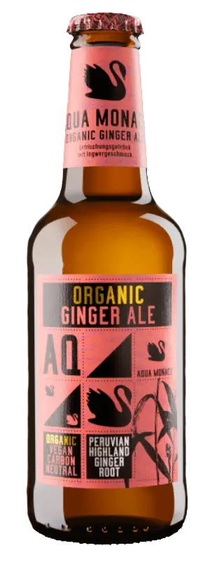 A bottle of AQUA MONACO Organic Ginger Ale